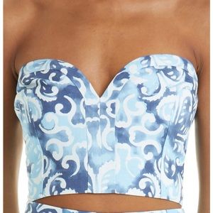 Alexis Isola Strapless Linen Blend crop top